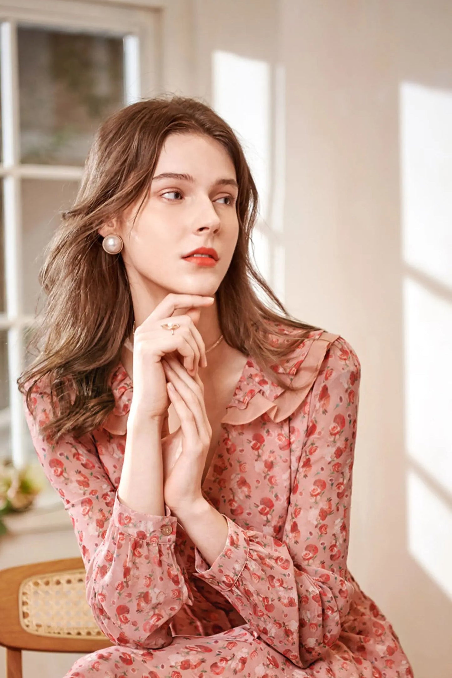 Printed Chiffon Fitted Waist Floral Dress