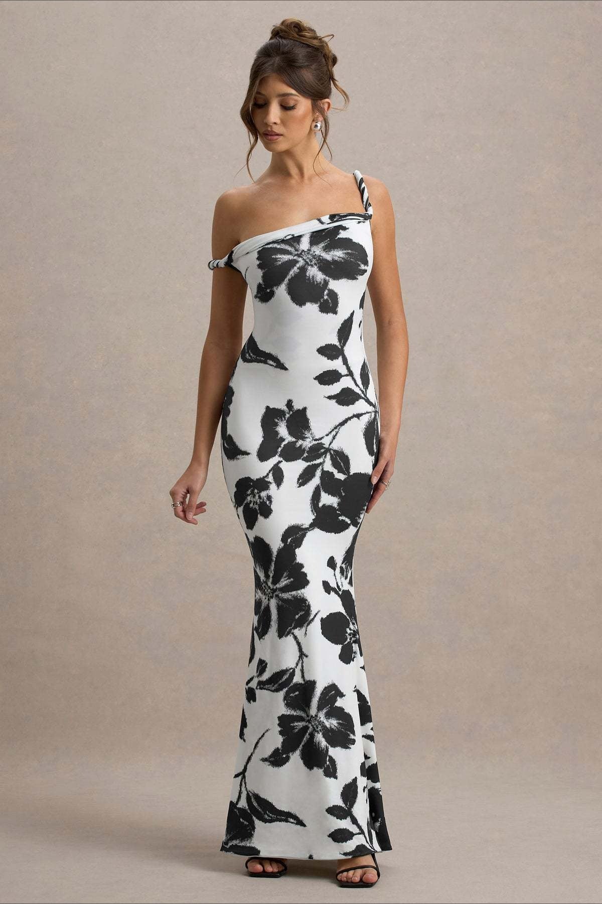Print One-Shoulder Bodycon Party Dress