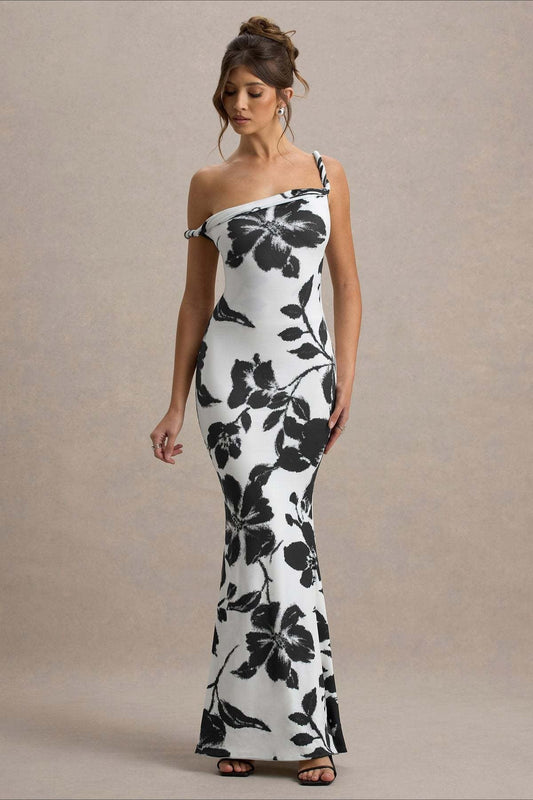 Print One-Shoulder Bodycon Party Dress