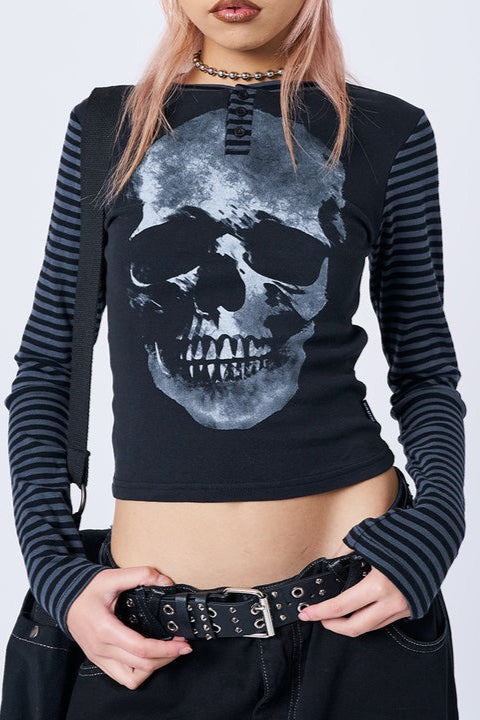 Abstract Skull Stripe T-Shirt