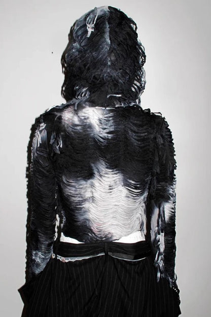 Dark Style Ruched Hoodie