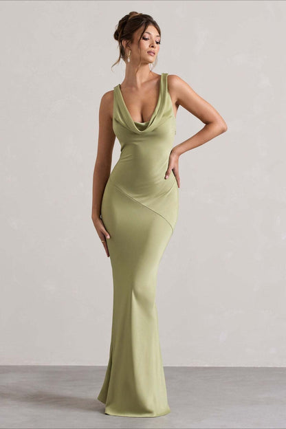 Satin Mermaid Low-Back Party Dress