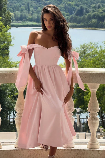 Off-Shoulder Tie-Front Maxi Party Dress