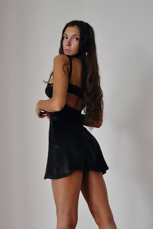 Satin Lace Bustier Slip Dress