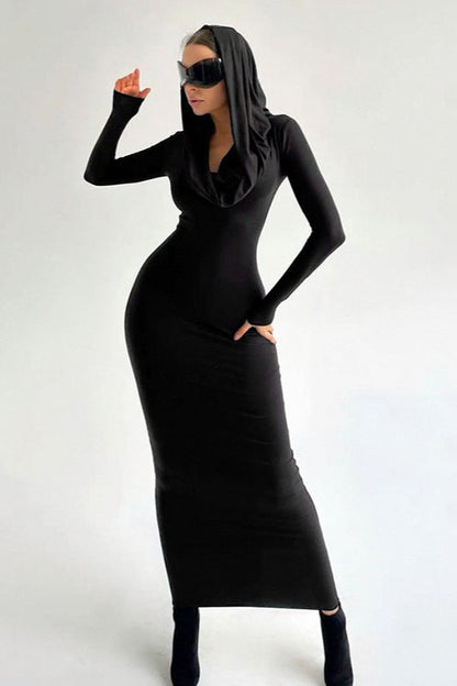 Slim-Fit Solid Color Party Dress