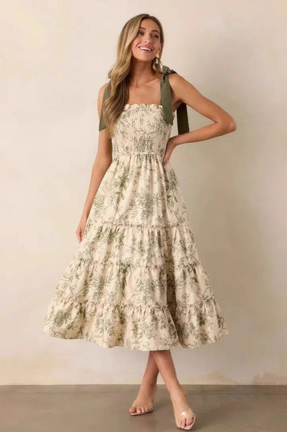 Sleeveless Halter Empire Waist Floral Dress