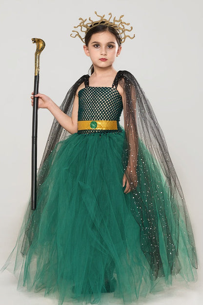 Green Medusa Dress Kid Halloween Costume