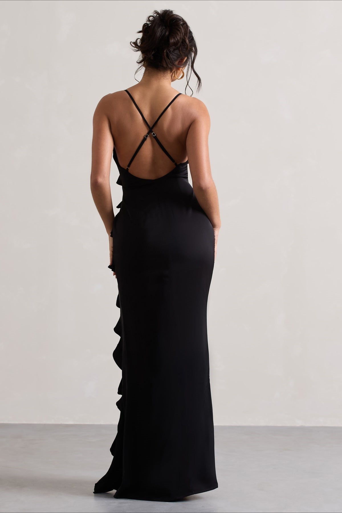 Strappy Ruffle Low-Back Party Dress
