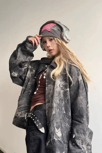 Vintage Y2K Tie-Dyed Denim Jacket