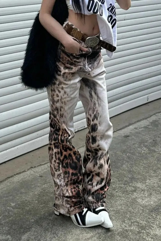 Hip-Hop Leopard Baggy Jeans