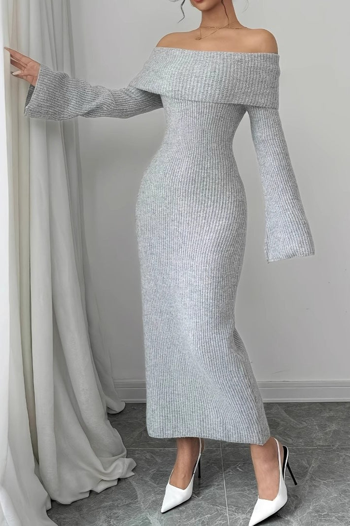 Sexy Long-Sleeve Knit Maxi Sweater Dress