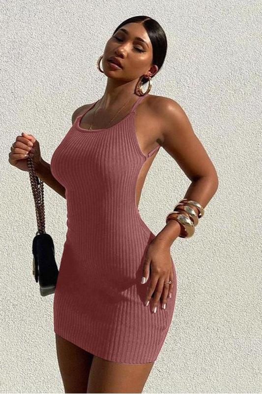 Cami Knit Solid Slim-Fit Mini Bodycon Sweater Dress