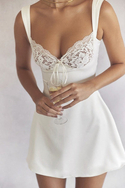 Lace Panel Scalloped Slip Dress
