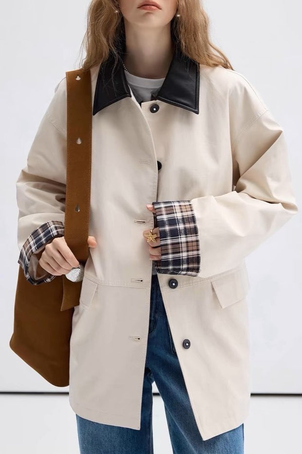 Cropped Contrast Color Coat