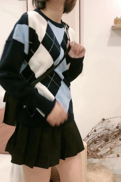 Preppy Slim Fit Knit Crop Sweater