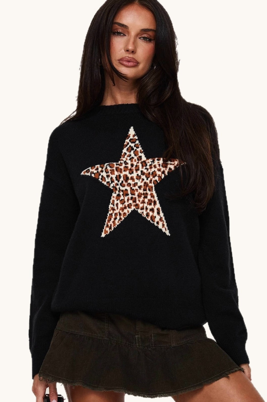 Graphic Print Fitted Sweater