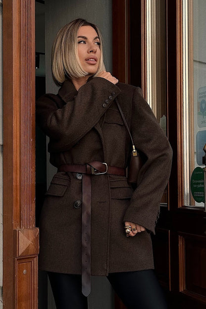 Houndstooth Double Breasted Coat