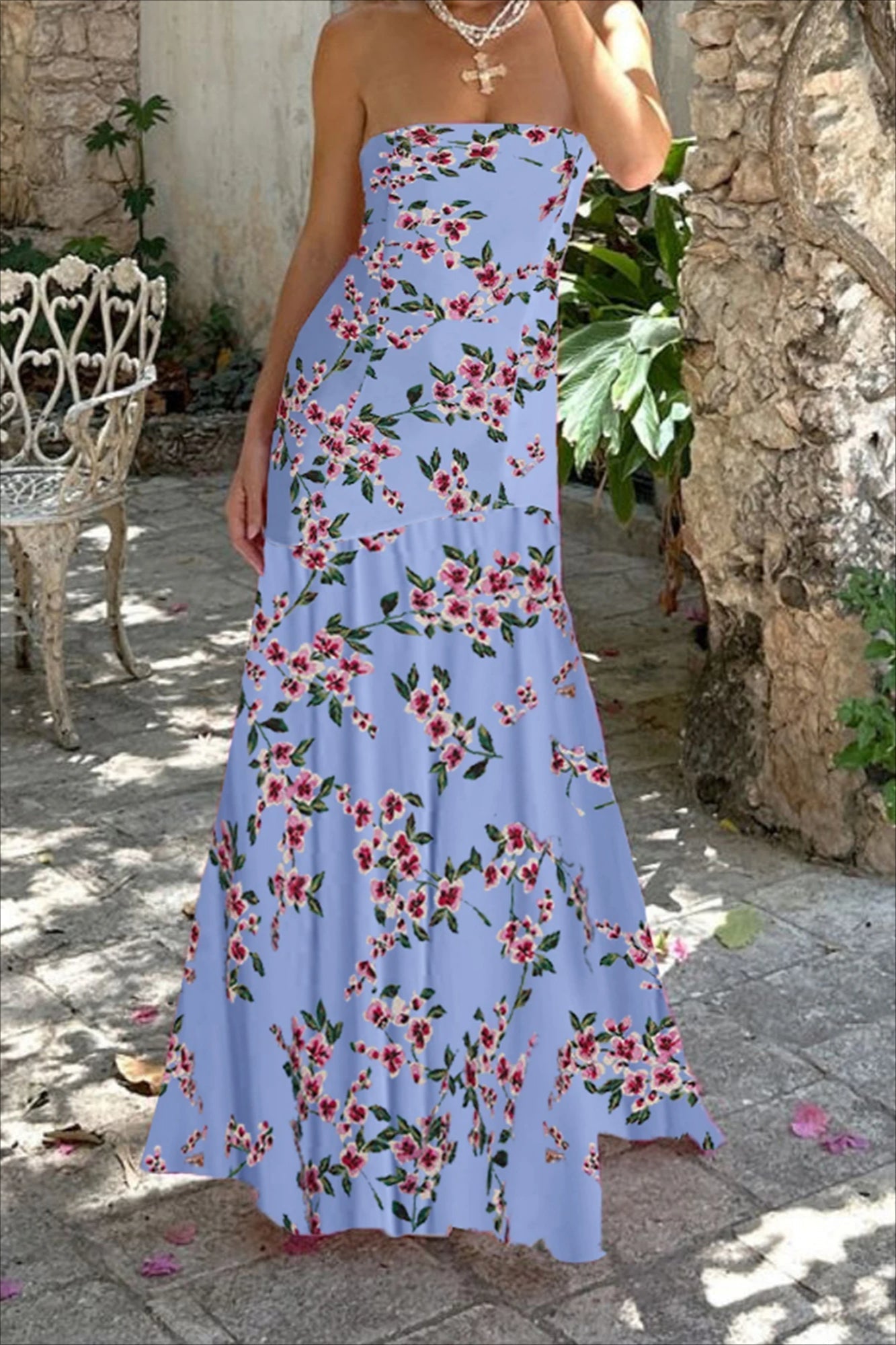 Off Shoulder Ruffle High Low Hem Floral Dress