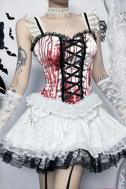 Y2K Bloody Mini Skirt Halloween Costume
