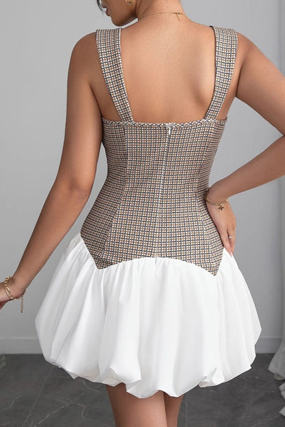 Houndstooth Colorblock Mini Work Dress