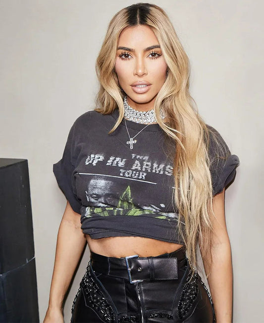 Character-Print Ruffles O-Neck Crop Top