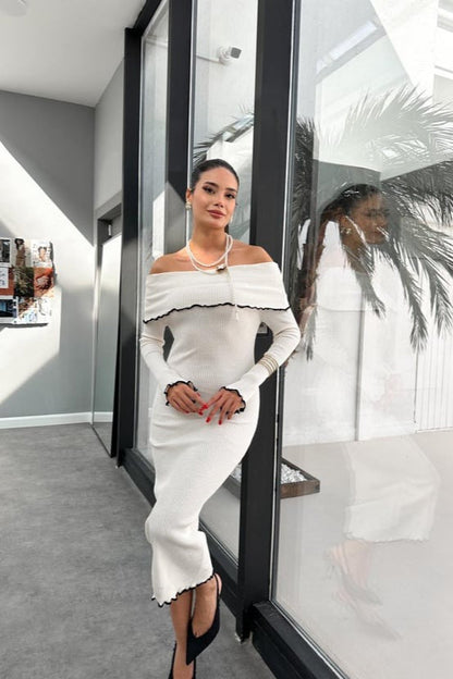 Slim-Fit One-Shoulder Ruffle Work Dress