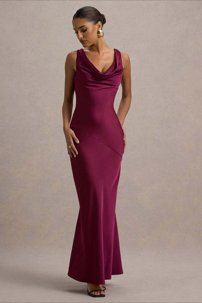 Satin Mermaid Low-Back Party Dress