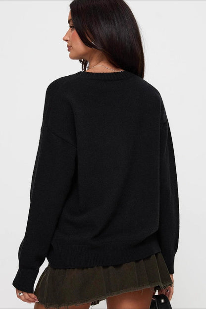 Graphic Print Fitted Sweater