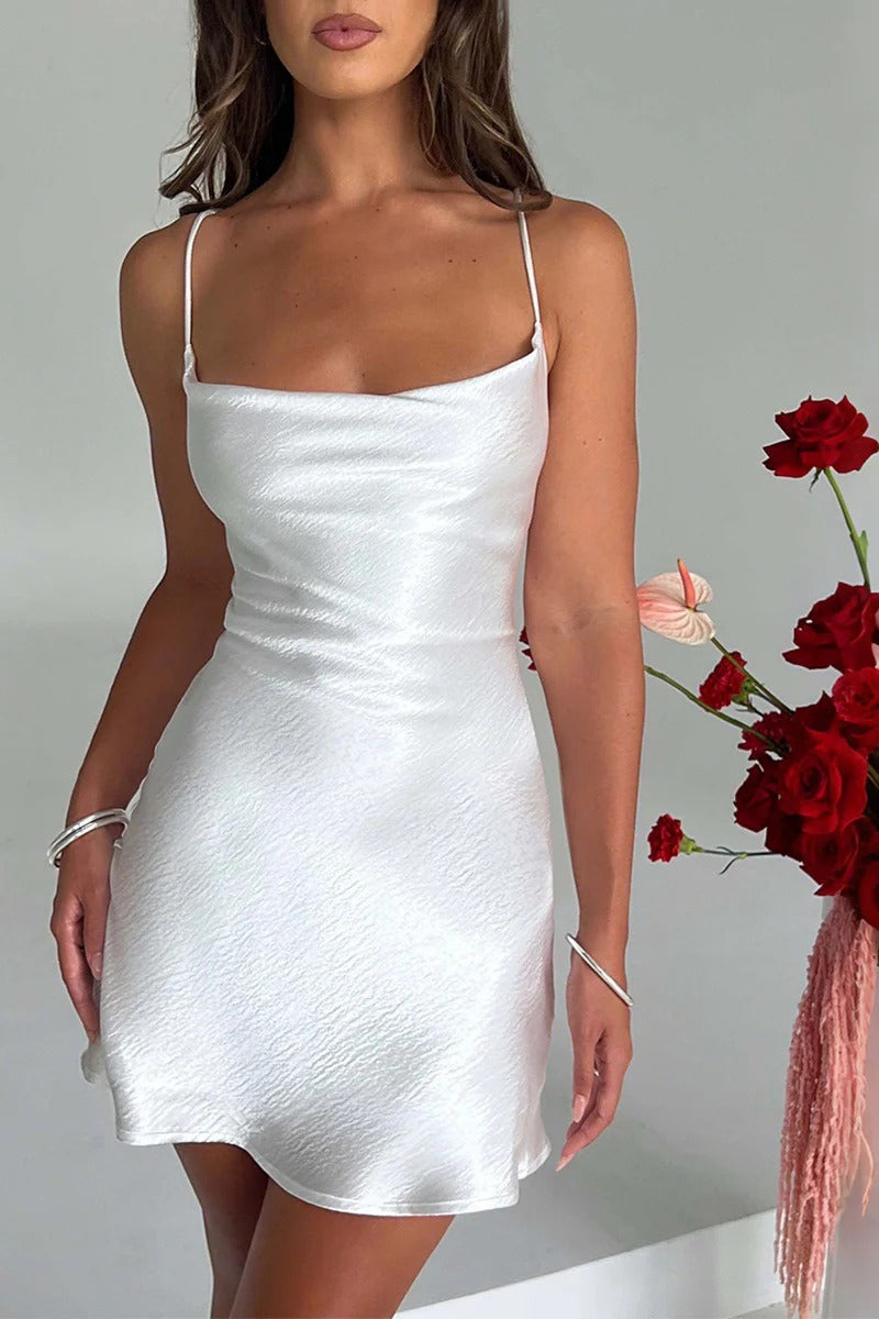 Sleeveless Backless Silk Dress