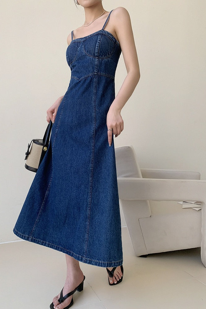 Slim Fit Maxi Denim Dress