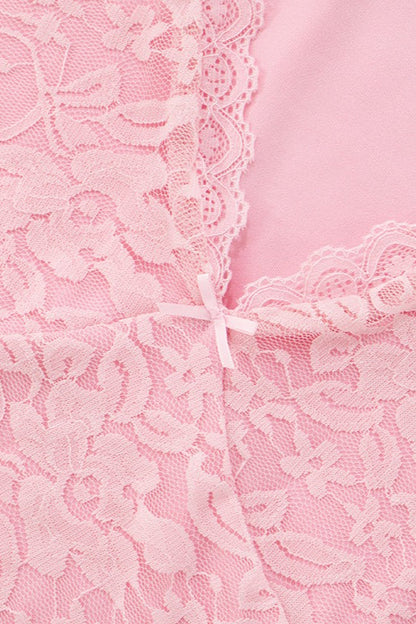 V Neck Bell Sleeve Pleated Mini Lace Dress