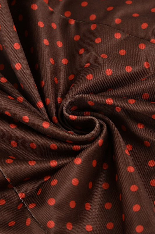 Puff Sleeve Polka Dot Color-Block Mini Dress