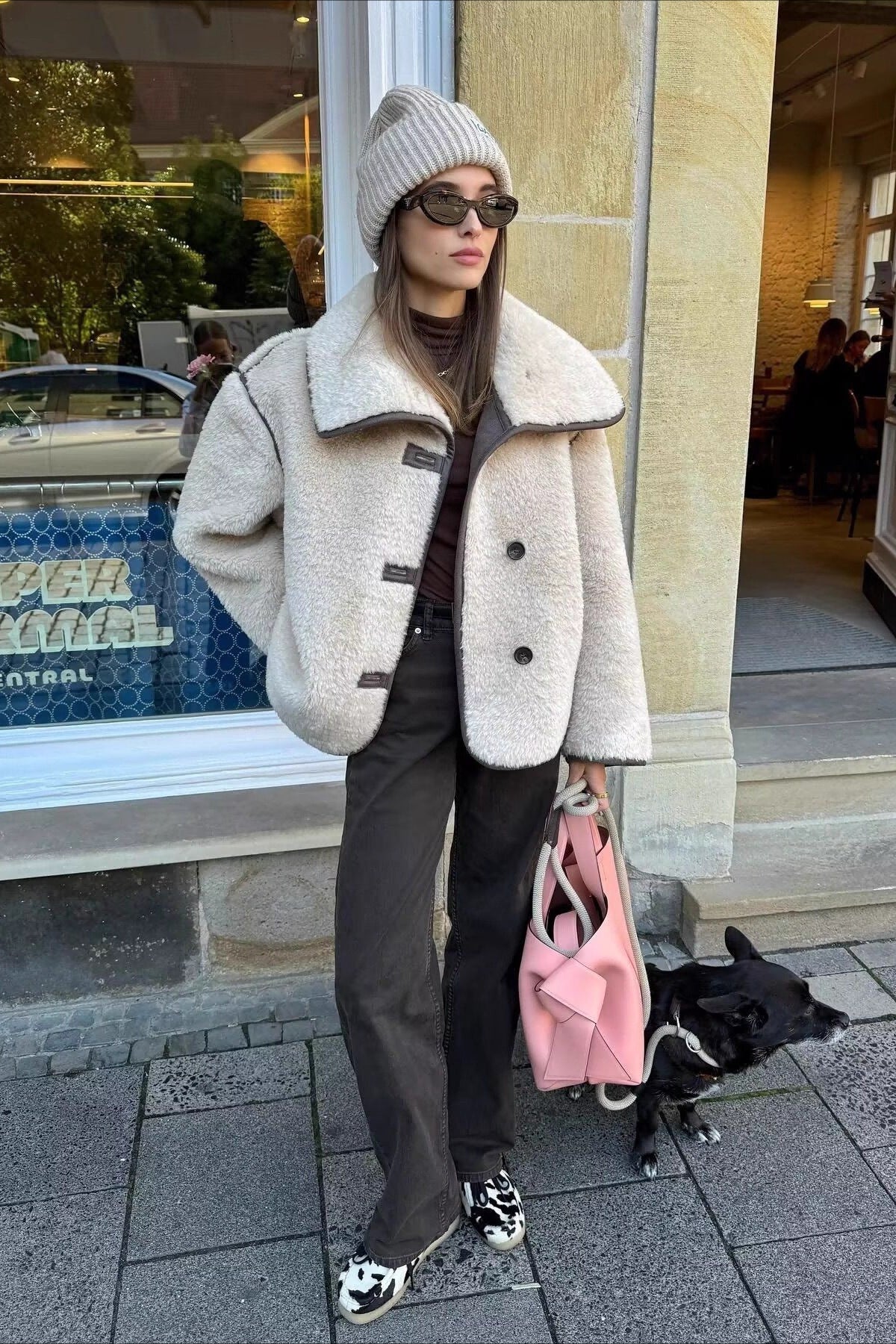 Oversized Sherpa Collar Plush Coat