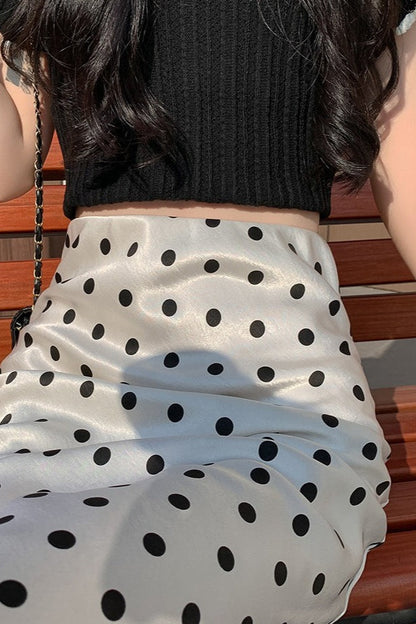 High-Waist Polka Dot Fish Tail Skirt
