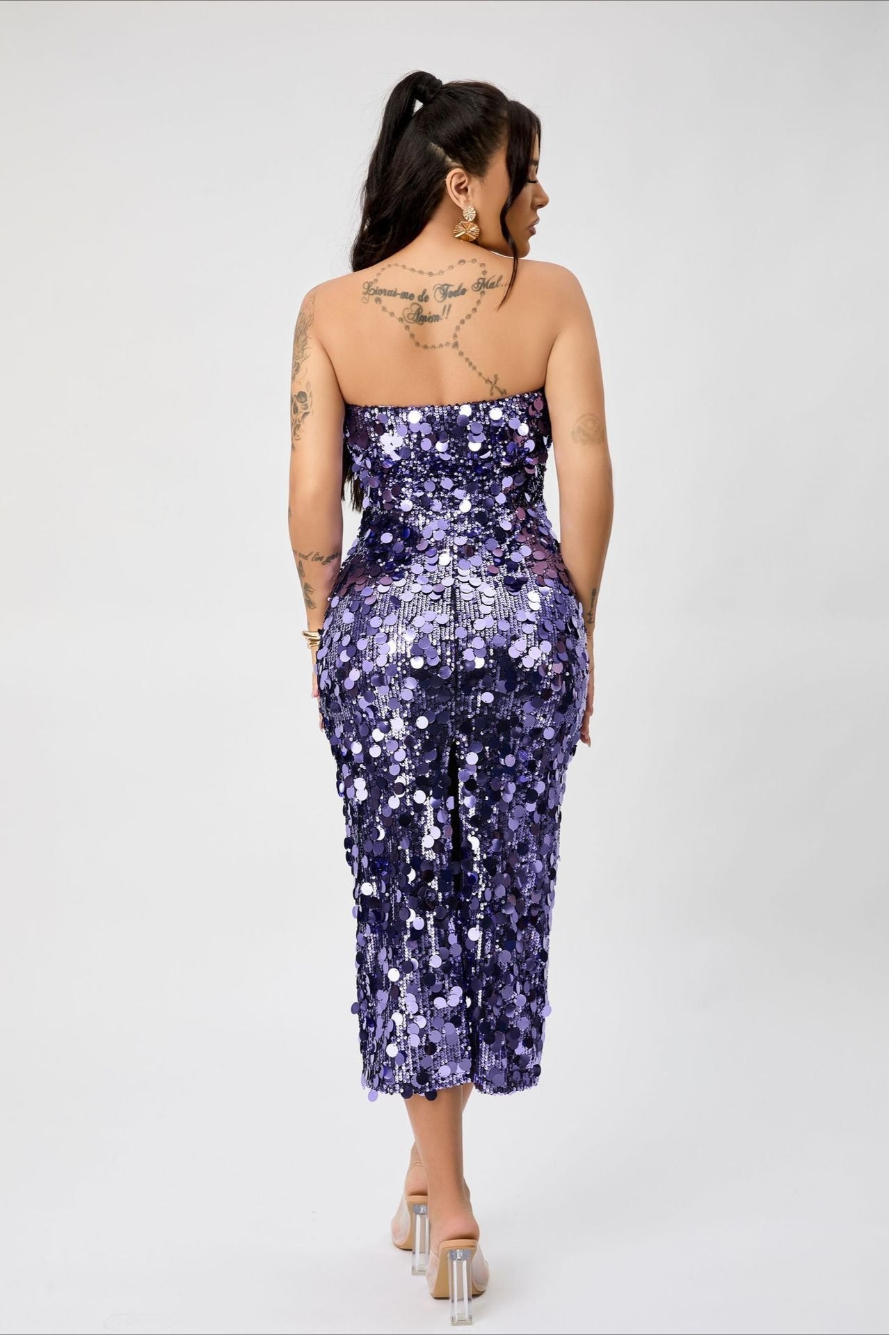 Strapless Backless Sequin Split Sexy Party Sequin Dress