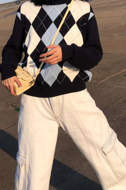 Preppy Slim Fit Knit Crop Sweater