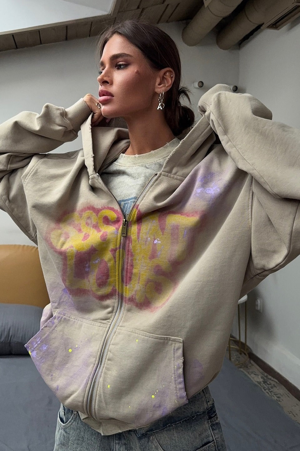 Vintage Graffiti Oversized Hoodie