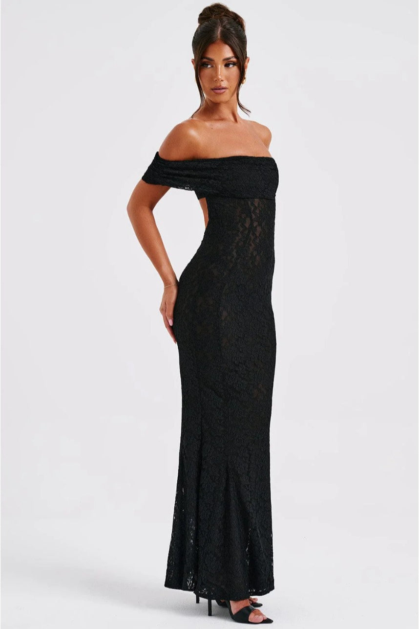 Sexy Floral Lace Backless Lace Dress