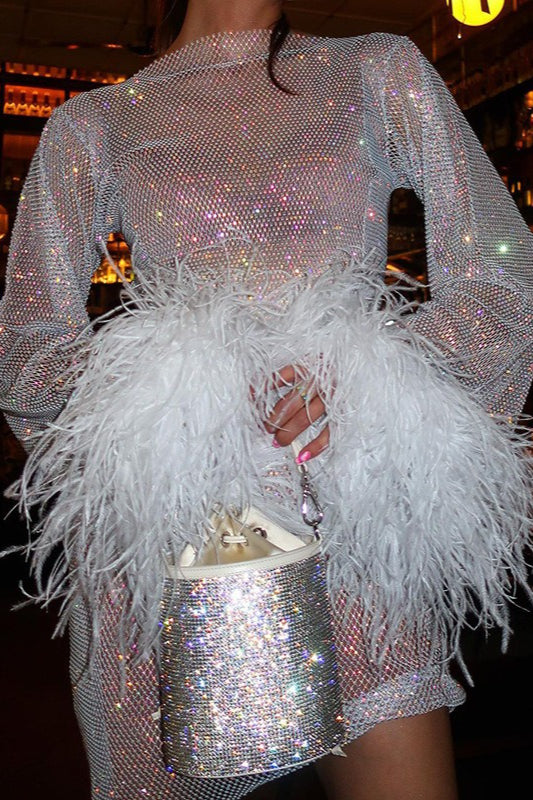 Sexy Sheer Mesh Sparkle Cocktail Dress