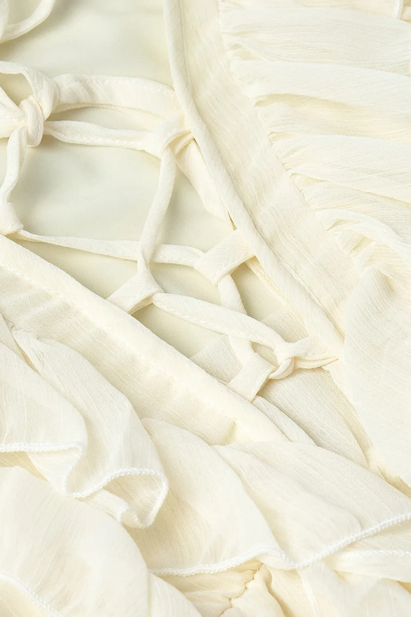 Chiffon Ruffle Tie Waist Mini Dress