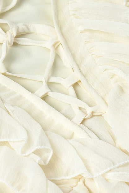 Chiffon Ruffle Tie Waist Mini Dress