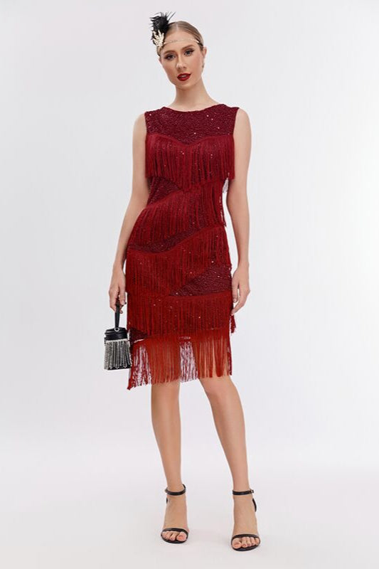 Vintage Beaded Fringe Party Dress