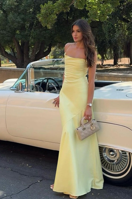 Belted Backless Sexy Maxi Silk Dress