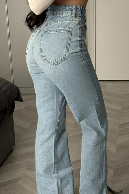 Retro Asymmetric Waist Slimming Jeans