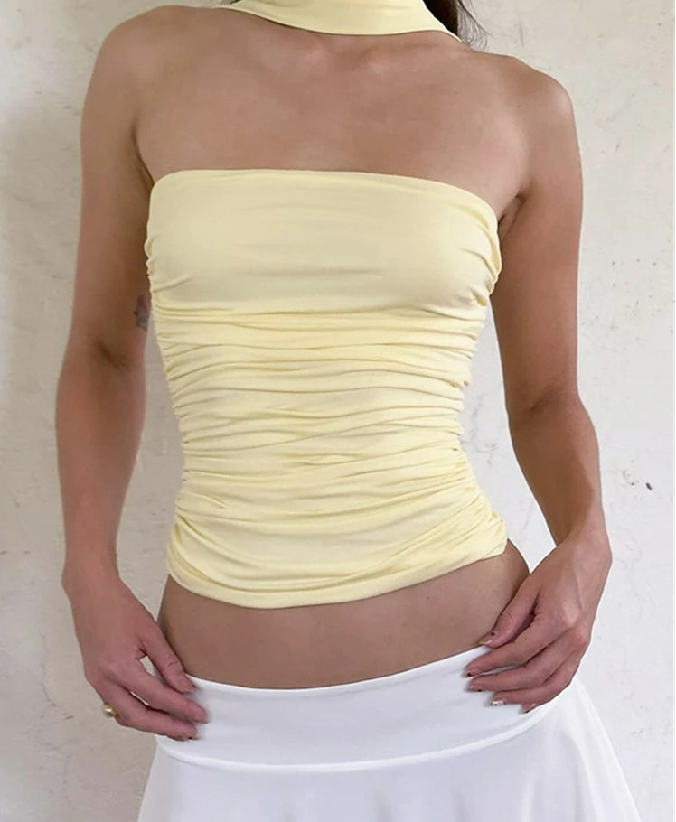 Solid Slim Fit Corset Tube Strapless