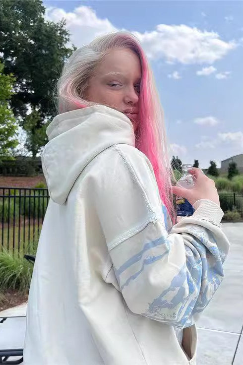 Casual Printed Pullover Hoodie