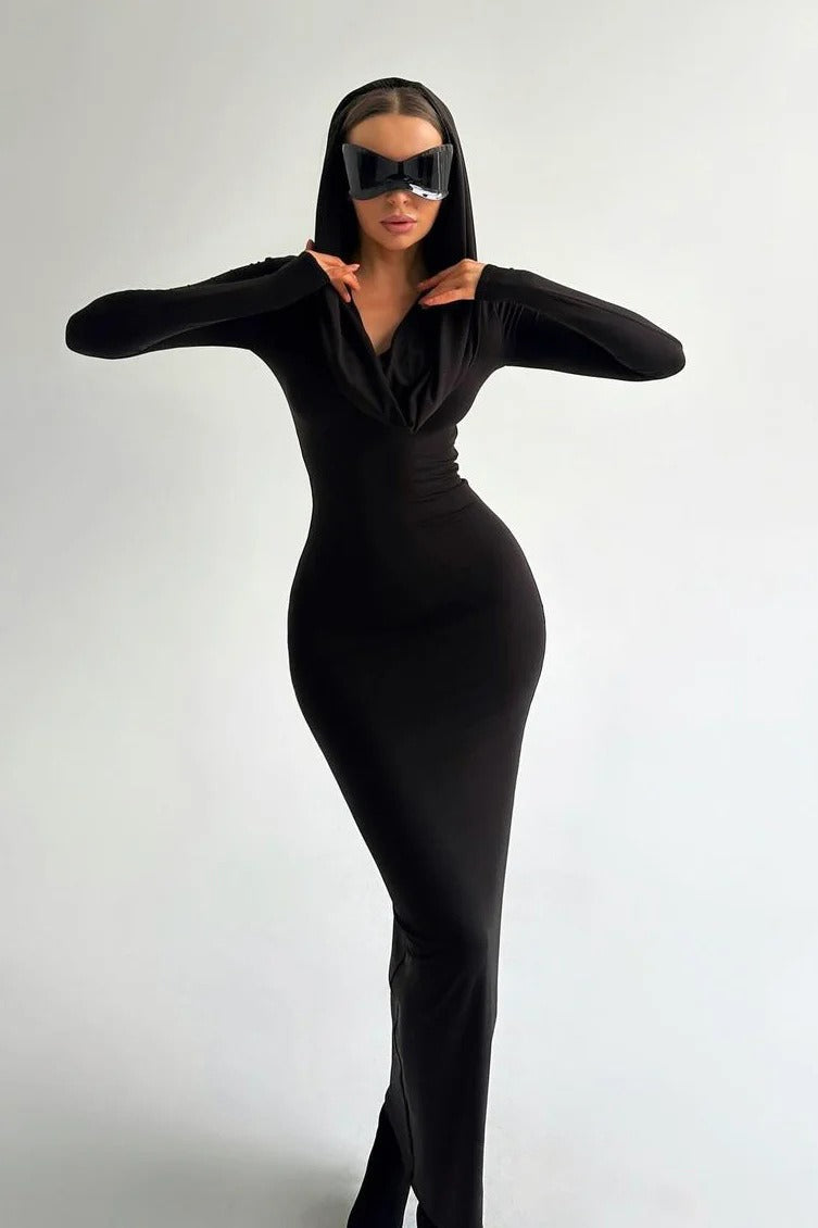 Slim-Fit Solid Color Party Dress