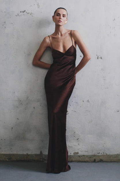 Draped Maxi Silk Dress