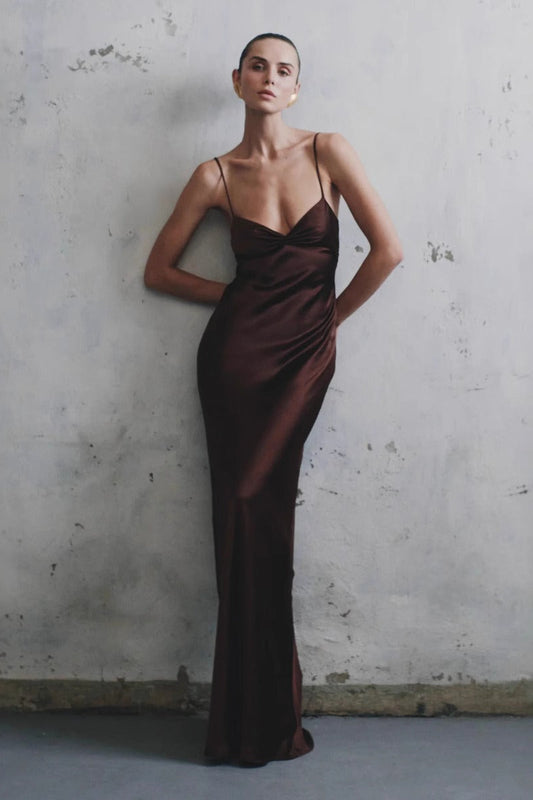 Draped Maxi Silk Dress
