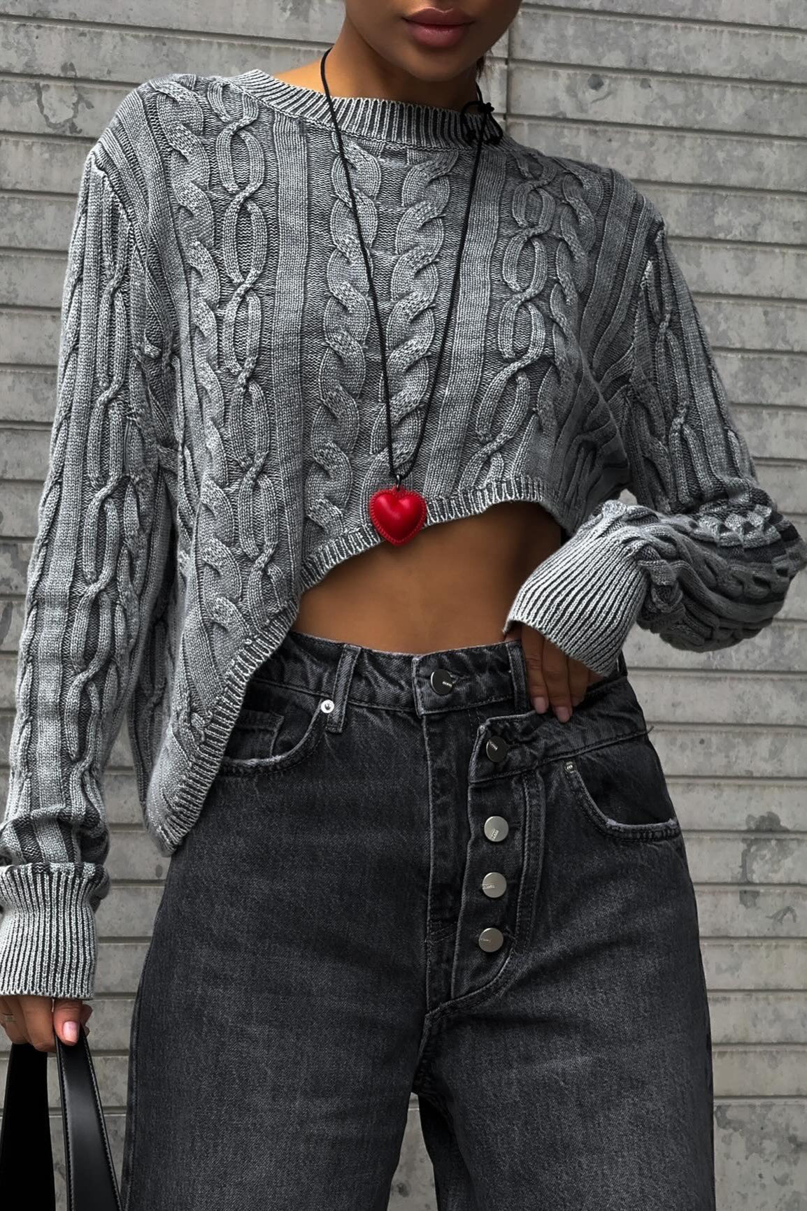 Slim Fit Cropped Knit Sweater